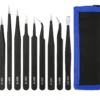 Tweezer kit, 9 pieces, ESD, sort