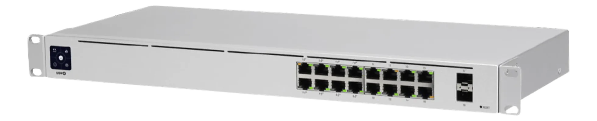 Ubiquiti UniFi 16-port PoE, managed, L2/L3 gigabit ethernet, 1U, sølv