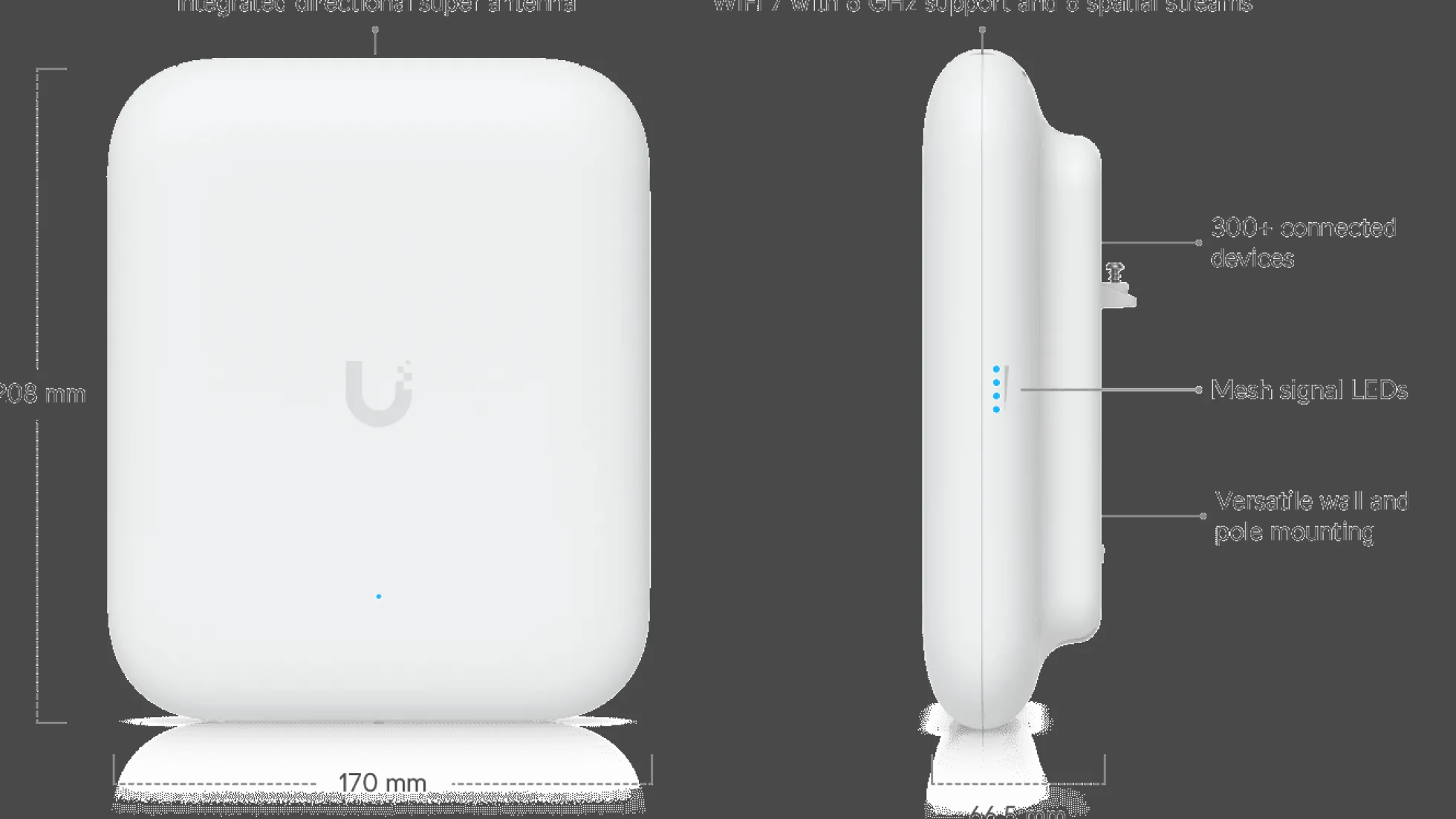 Ubiquiti U7-Pro-Outdoor, WiFi 7 AP, IP67, 6 spatial streams, hvid