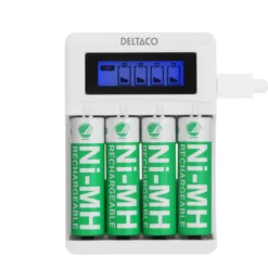 Ultimate Ni-Mh USB oplader, med 4 x AA batterier
