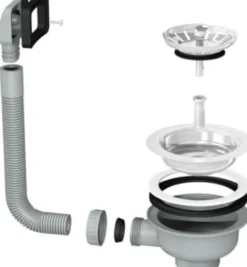 Uni afløbssæt komplet, til enkeltkumme, med strainer, Panda strainer 3 1/2" ST MA, SRX komplet - Franke
