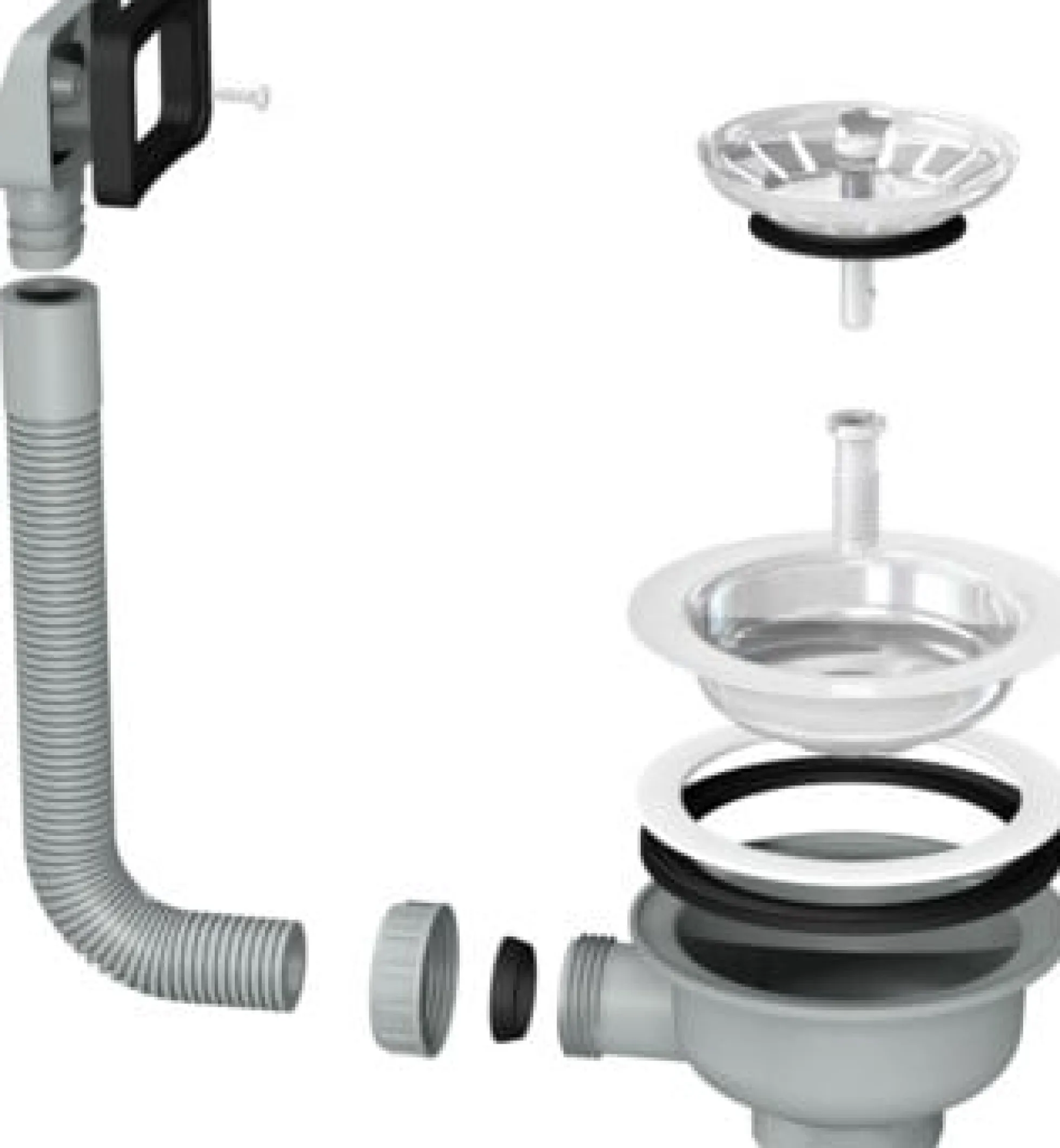 Uni afløbssæt komplet, til enkeltkumme, med strainer, Panda strainer 3 1/2" ST MA, SRX komplet - Franke
