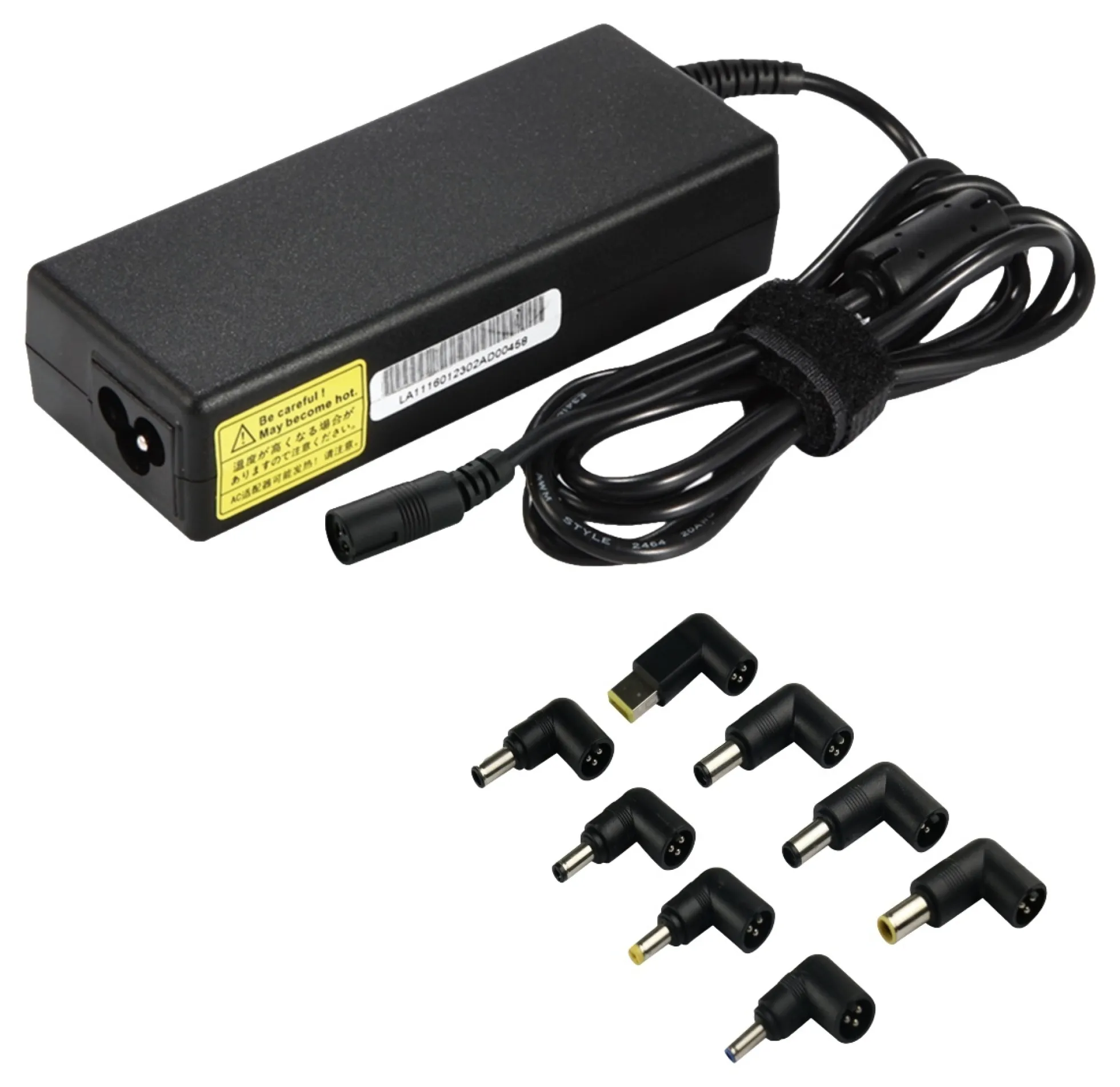 Universal power adapter for laptops, 90W, 15-20V/6A (max), sort