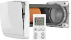 Unoklima XT-U Remote ventilator m. varmegenindvinding og fjernbetjening, hvid, Ø100 mm, <20 m² - Klimair