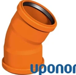 Uponor – Bøjning glat PP (dobbelt muffe) 45° - Ø110 mm