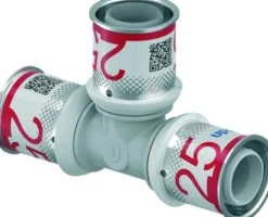 Uponor S-Press PPSU – Tee med preskoblinger og ens mål