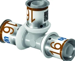 Uponor S-Press PPSU – Tee med preskoblinger og ens mål