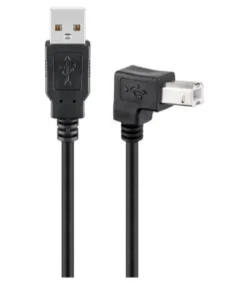 USB2.0 A-B kabel, 2 meter, M-M, vinklet