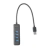 USB-A hub, 5 Gbit/s, 4x USB-A, slim, black - Deltaco