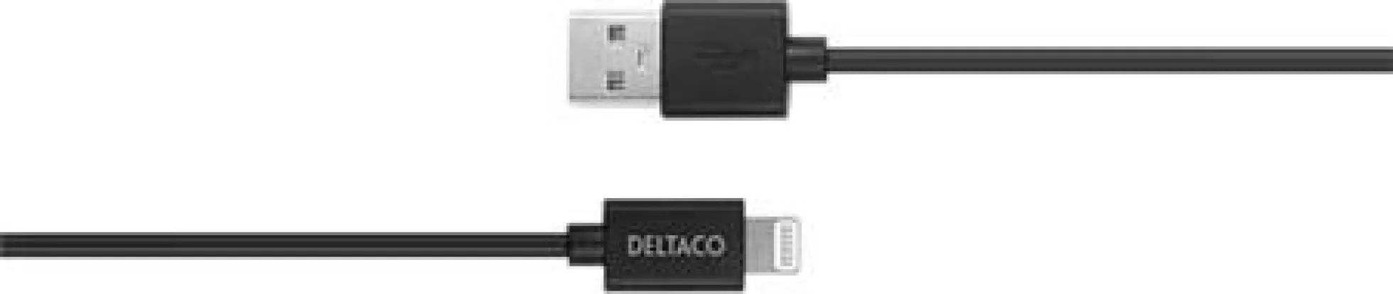 USB-A til Lightning kabel, 1 meter, sort - Deltaco