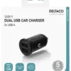 USB-biloplader, 12/24V, dobbelt USB-A, 24W, sort