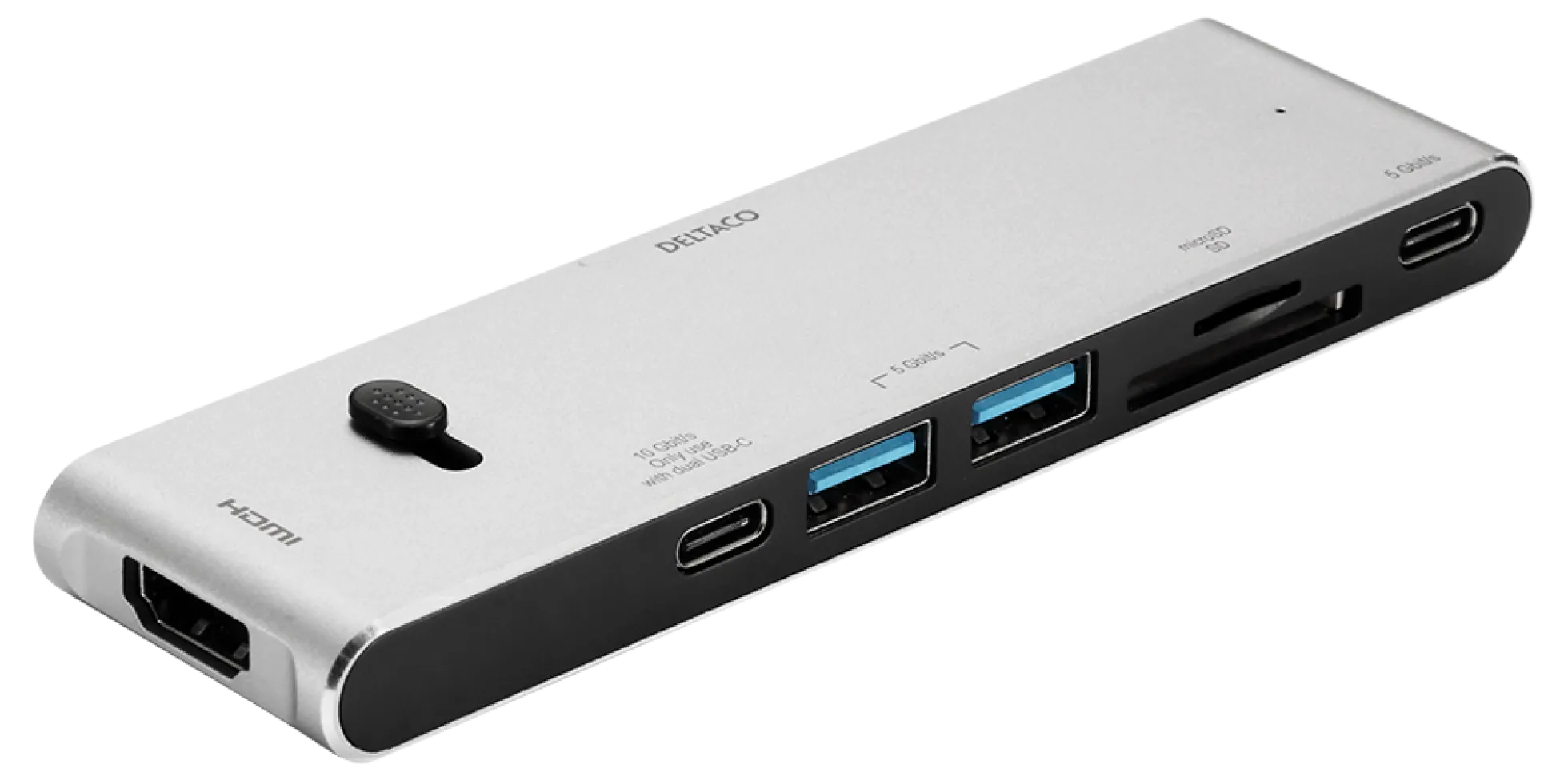 USB-C dockingstation, HDMI/SD/mSD reader, virker med MacBook - Deltaco