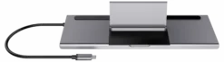 USB-C docking station VGA/DP/HDMI/SD/RJ45/3.5, PD 3.0, space grey - Deltaco
