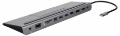USB-C docking station VGA/DP/HDMI/SD/RJ45/3.5, PD 3.0, space grey - Deltaco