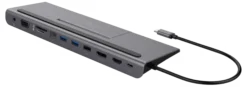 USB-C docking station VGA/DP/HDMI/SD/RJ45/3.5, PD 3.0, space grey - Deltaco