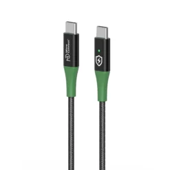 USB-C til USB-C kabel, 2 meter, sort/grøn - Smart Charge - MicroConnect