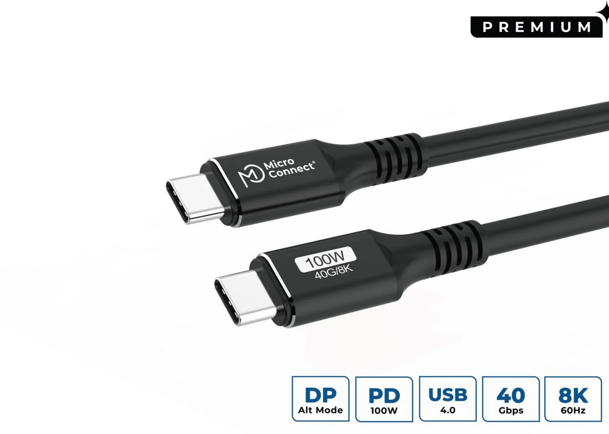 usb-c til usb-c kabel, premium, 100W, 40Gbps, USB4 Gen 3x2