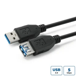 USB 3.2 Gen 1, A-A, M-F, Black