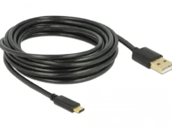 USB 2.0 kabel, type-A til type-C, 4 meter, sort - Delock