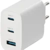 USB lader, 3 udtag, 65W, hvid