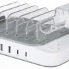 USB-ladestation, 4x USB-A, 2x USB-C, 50 W udgang, hvid