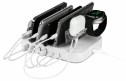 USB-ladestation, 4x USB-A, 2x USB-C, 50 W udgang, hvid