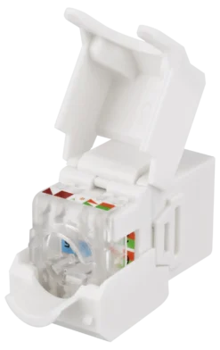 UTP Cat6a Keystone connector, ushielded, 28AWG slim "Toolfree" - Deltaco