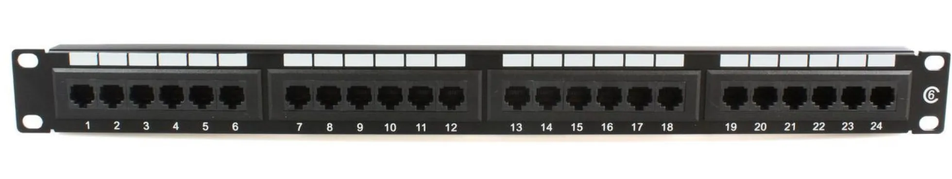 19" UTP Cat.6 patch panel, 24 port, dual IDC - MicroConnect