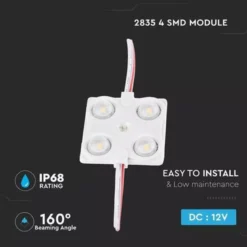 Vandtæt blå LED modul, 12V, 1,44W, IP68, Ideel til skilte og specialløsninger