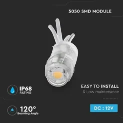 Vandtæt LED modul, 0,24W, IP68, indendørs / udendørs