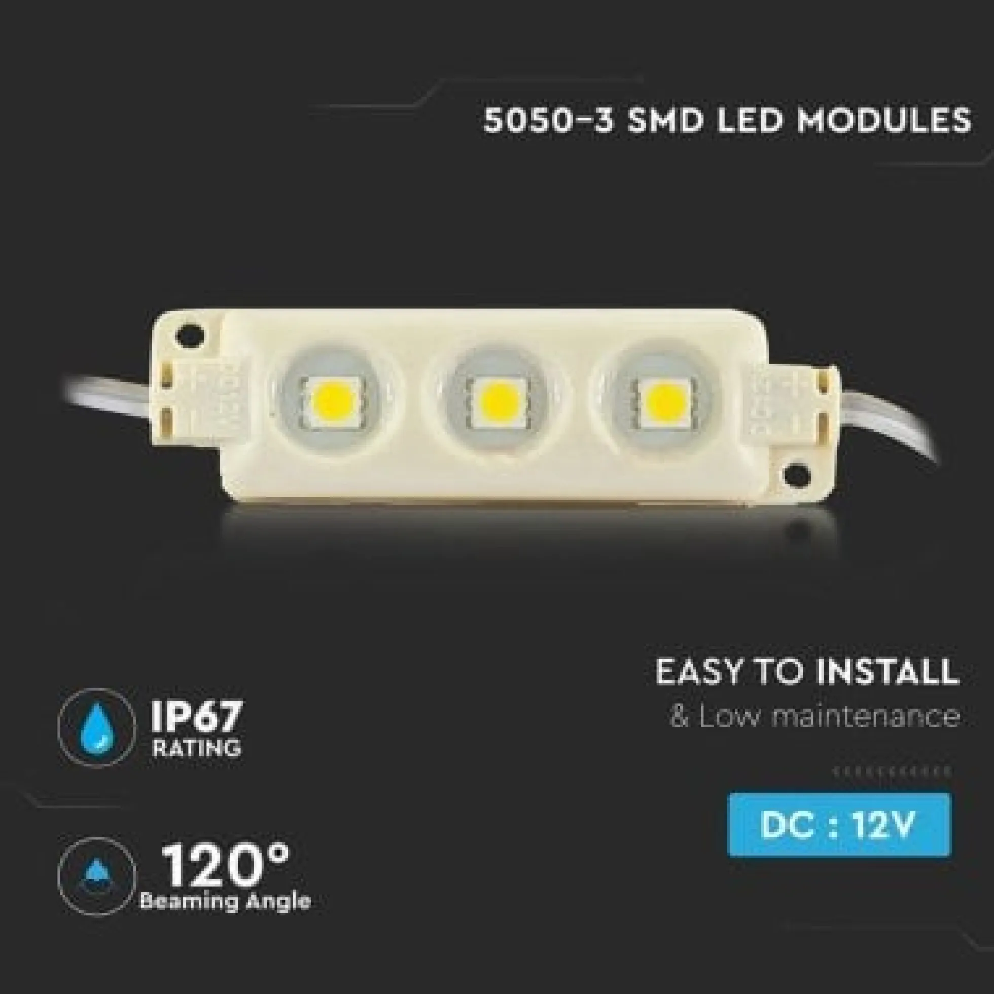 Vandtæt RGB LED modul, 12V, 0,72W, IP67 til skilte og special løsninger