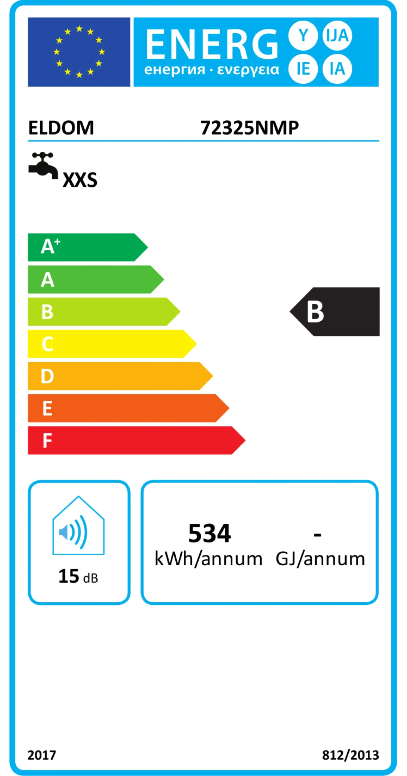 Varmtvandsbeholder, 10 l, El, 2 kW, til ophængning over håndvask, rør ned, emalje, energiklasse B