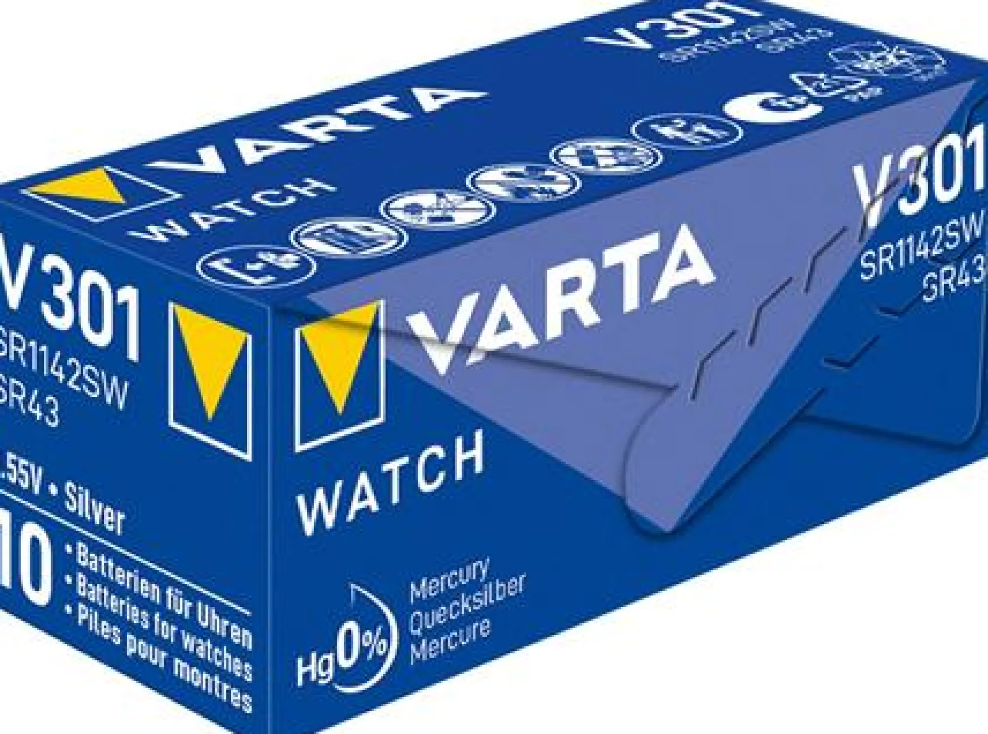 Varta batteri V301/SR43, Silver Coin Watch, 1,55V, 115mAh, Ø11,6mm, 4,2mm