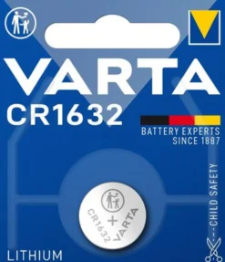 Varta CR1632 lithium møntcellebatteri, 3,0V, 140mAh, Ø20,0mm, højde 3,2mm