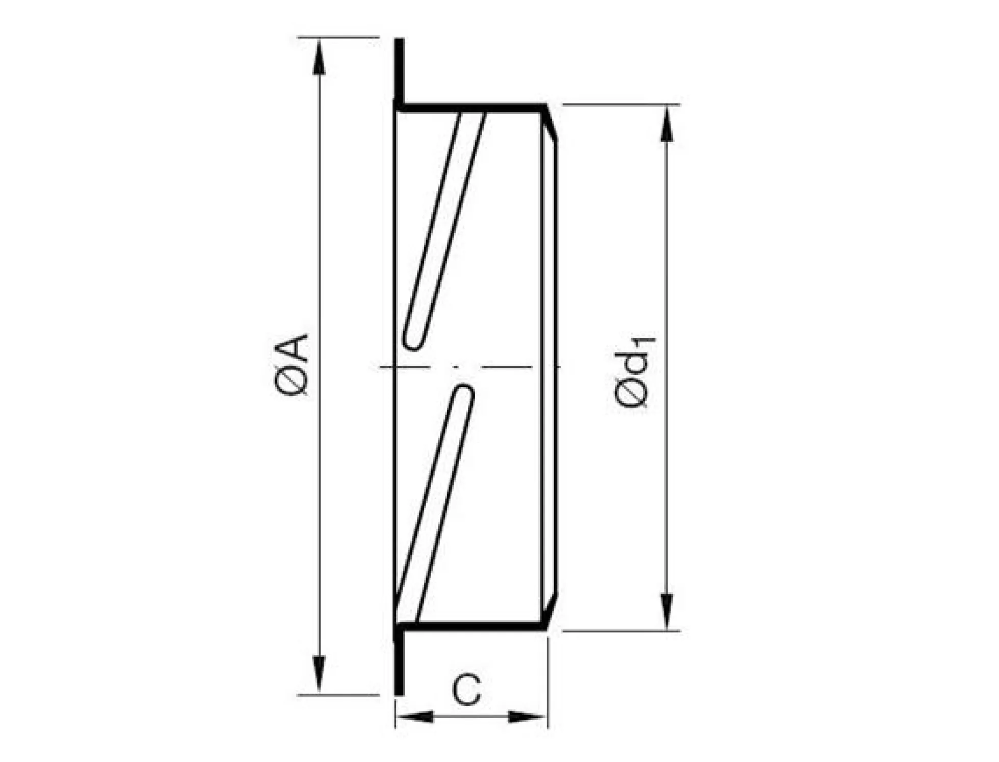 Ventilramme 125mm, galvaniseret, stål, 50 mm højde, 125 mm diameter