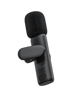 vlogging mikrofon, trådløs, USB-C/Lightning adapter, sort