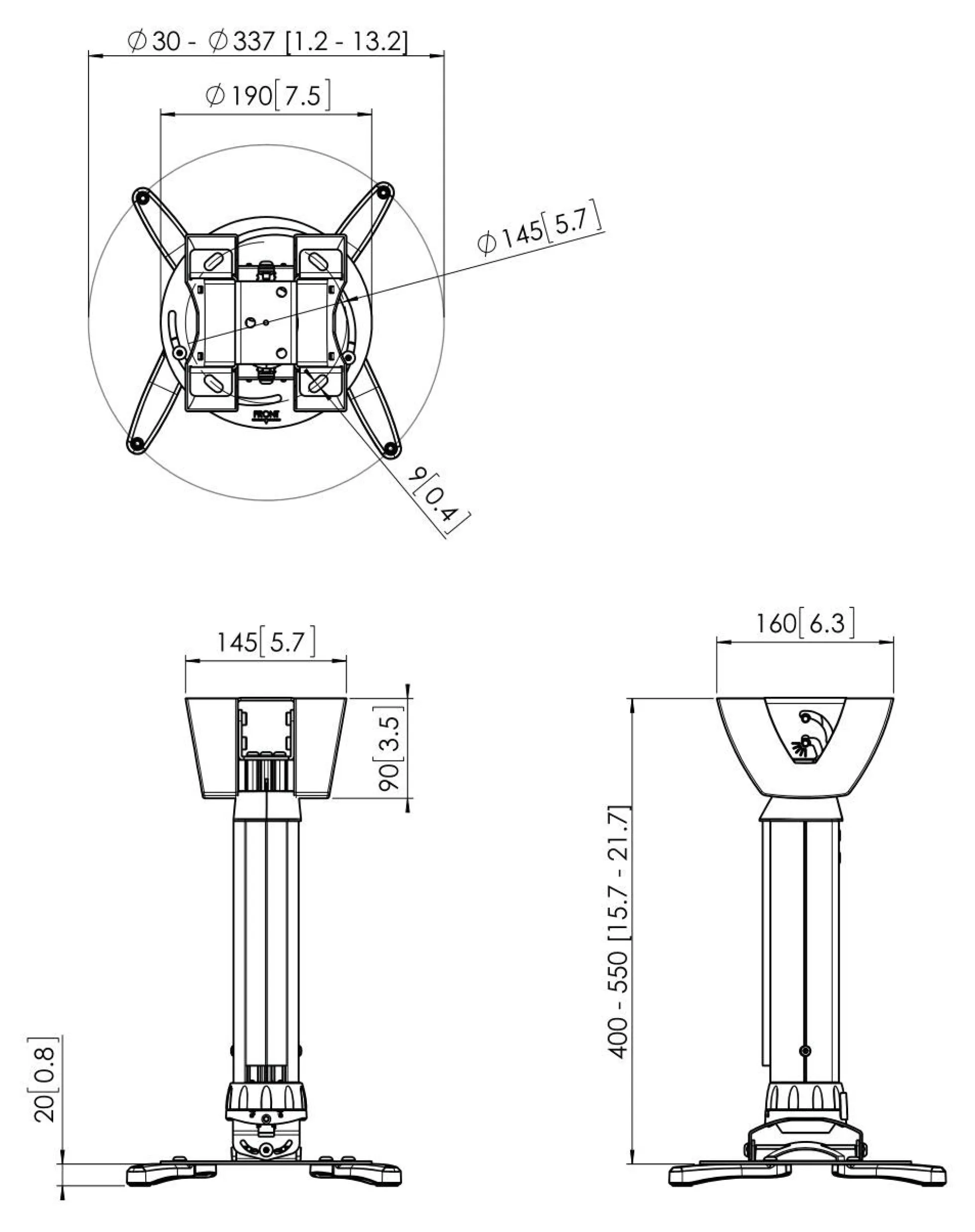 Vogel's PPC 1540 projektor-loftbeslag teleskopisk 40-55 cm