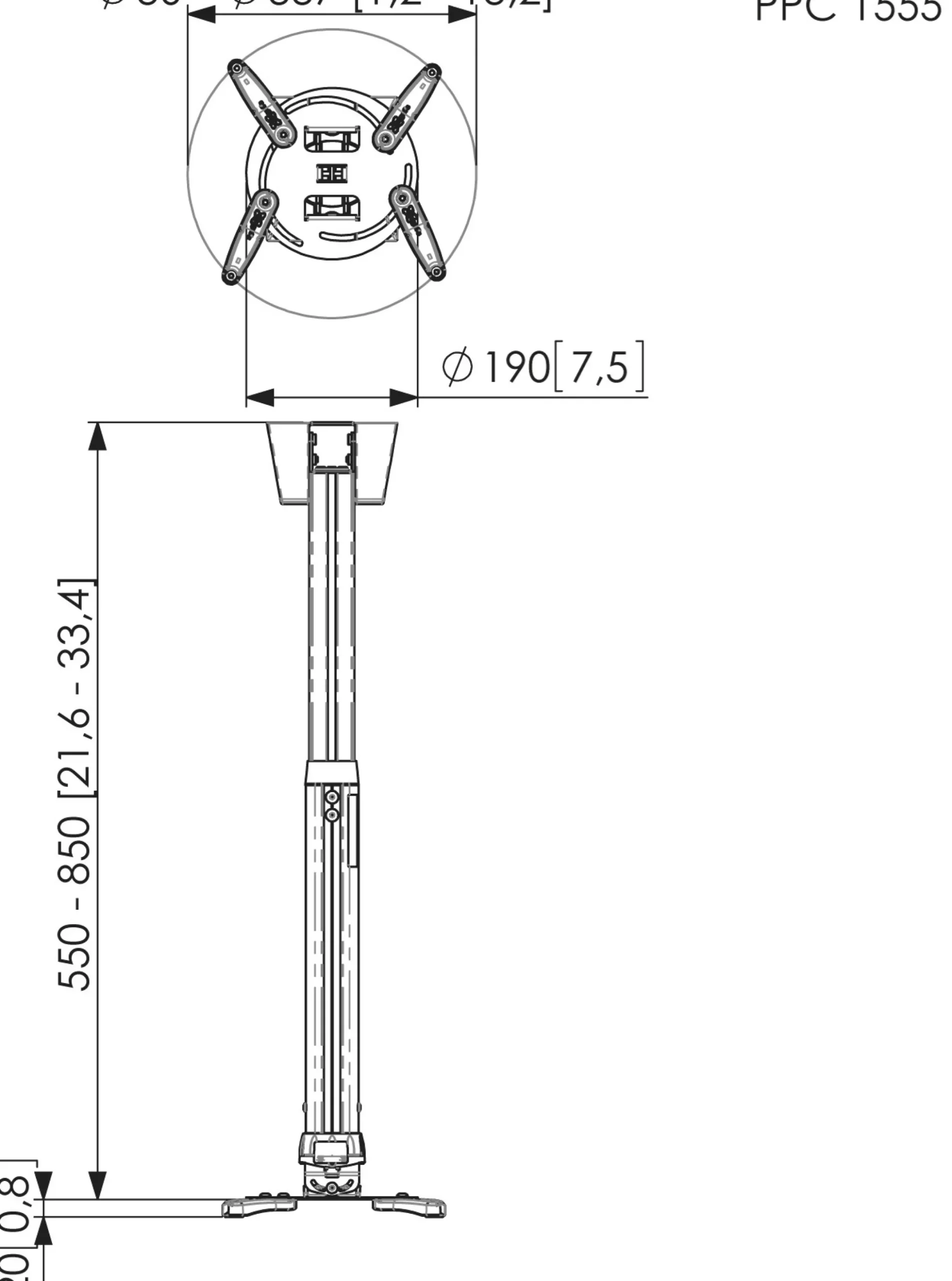 Vogel's PPC 1555 projektor-loftbeslag teleskopisk 55-85 cm