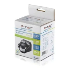 V-Tac bevægelsessensor - sort, LED-venlig, udendørs PIR infrarød bevægelsessensor med IP44, 230V input