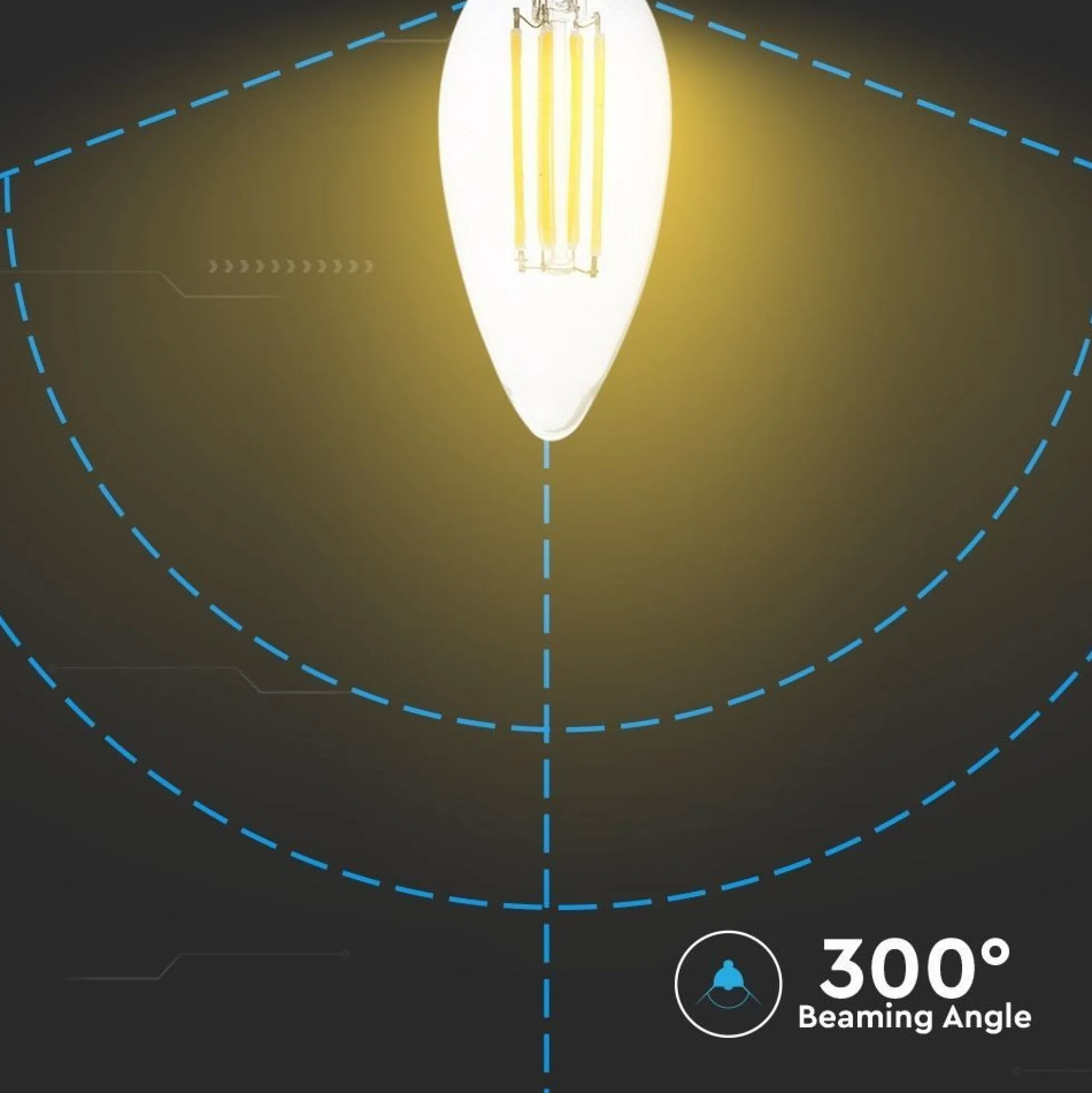 V-Tac E14 4W LED kertepære med kultråd, 400 lumen, 2700K, ikke dæmpbar