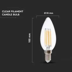 V-Tac E14 4W LED kertepære med kultråd, 400 lumen, 2700K, ikke dæmpbar