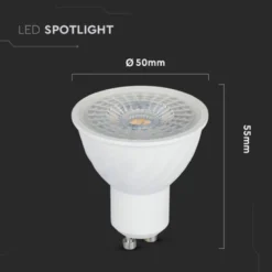 V-TAC GU10-pære, 6W, 3000K, 455lm, Ra80, ikke dæmpbar