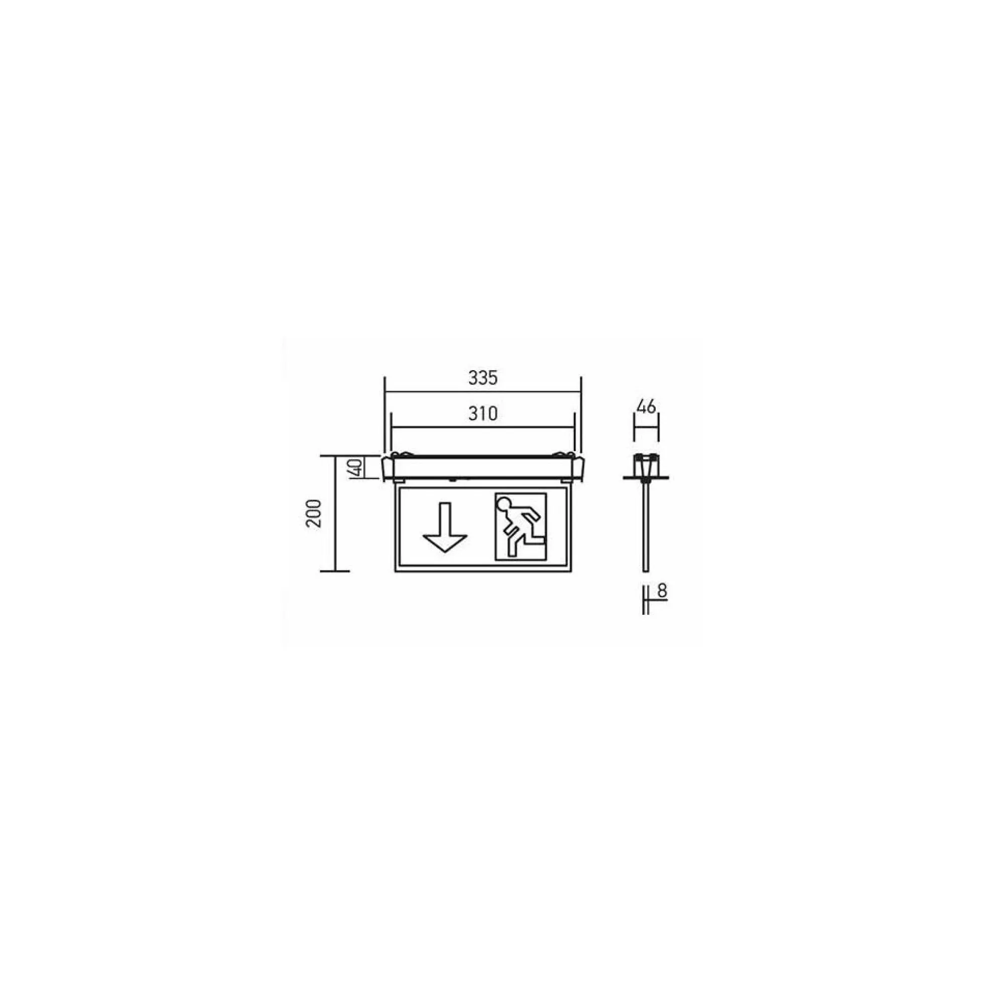 V-Tac LED exit skilt, 2W, 160 lumens, Samsung LED chip, IP20