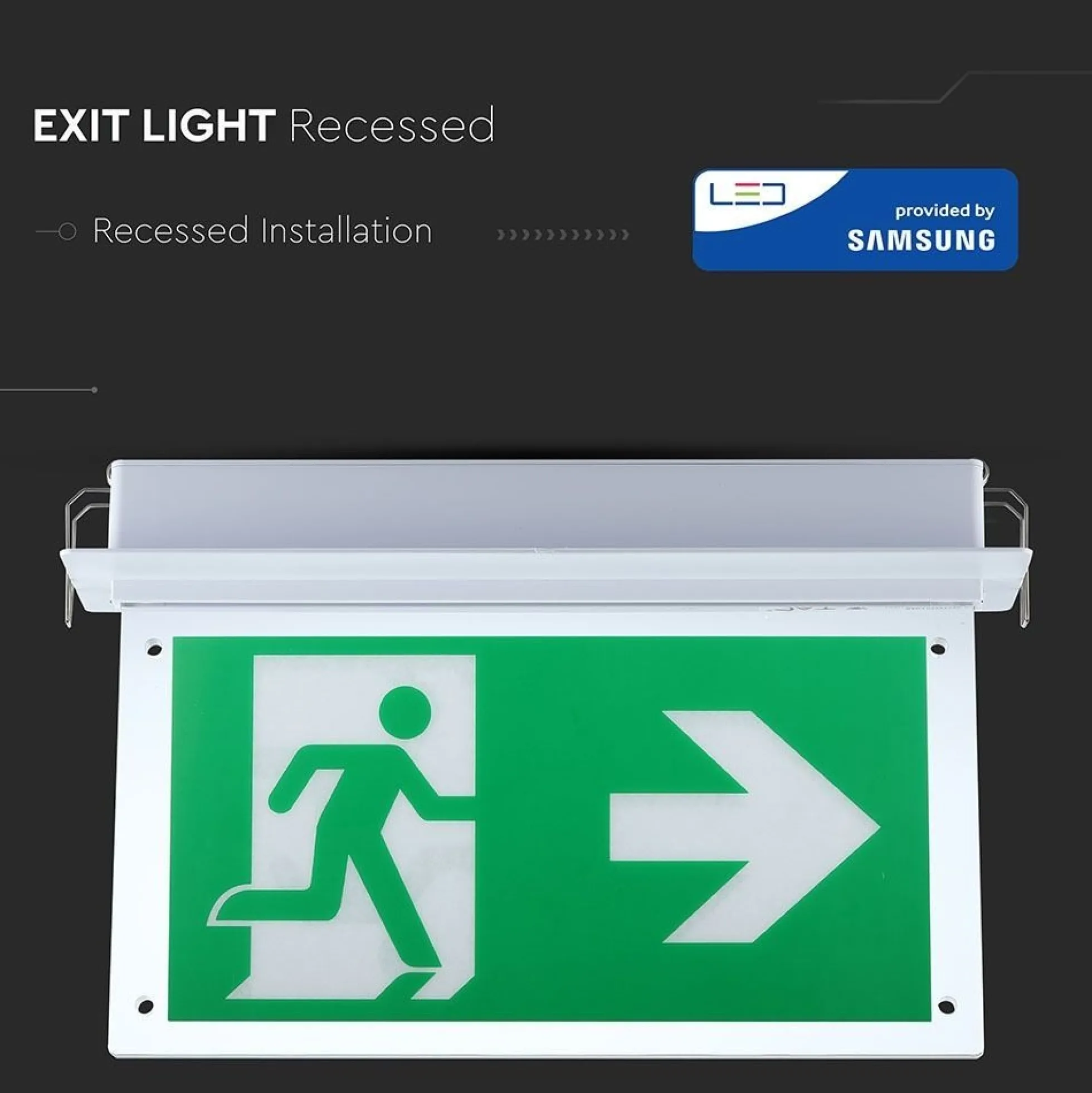 V-Tac LED exit skilt, 2W, 160 lumens, Samsung LED chip, IP20