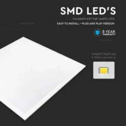 V-TAC Samsung LED-panel 60x60 cm, 4000K, 29W, 3480lm, CRI80, hvid kant, flicker free (restsalg)