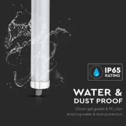 V-Tac Vandtæt LED Armatur, 150 cm, 48W, 5760 Lumen, IP65, Gennemfortrådet 230V