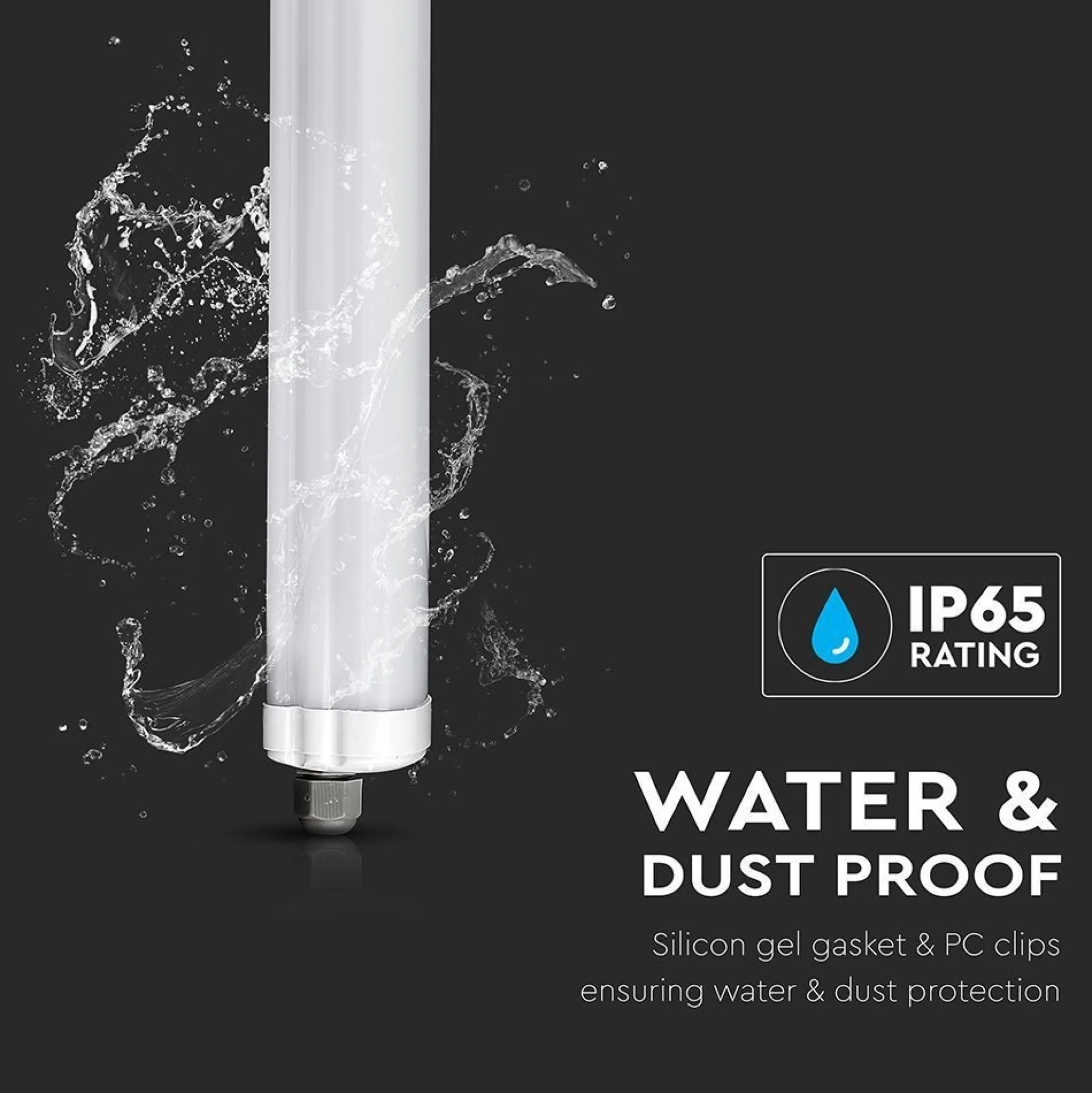 V-Tac Vandtæt LED Armatur, 150 cm, 48W, 5760 Lumen, IP65, Gennemfortrådet 230V