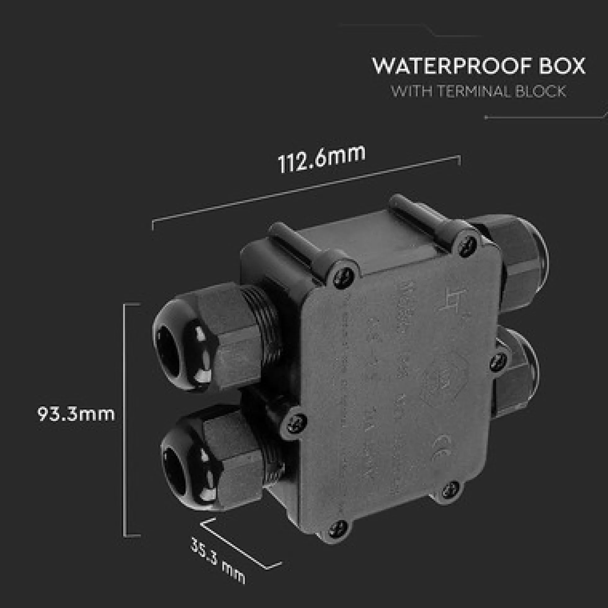 V-TAC Vandtæt Samleboks til Videresløjfning, IP68, 4 forskruninger / 113 x 93 mm