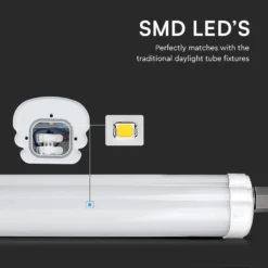 V-Tac vandtæt 36W LED armatur, 120 cm, 120lm/W, Samsung LED chip, IP65, 230V