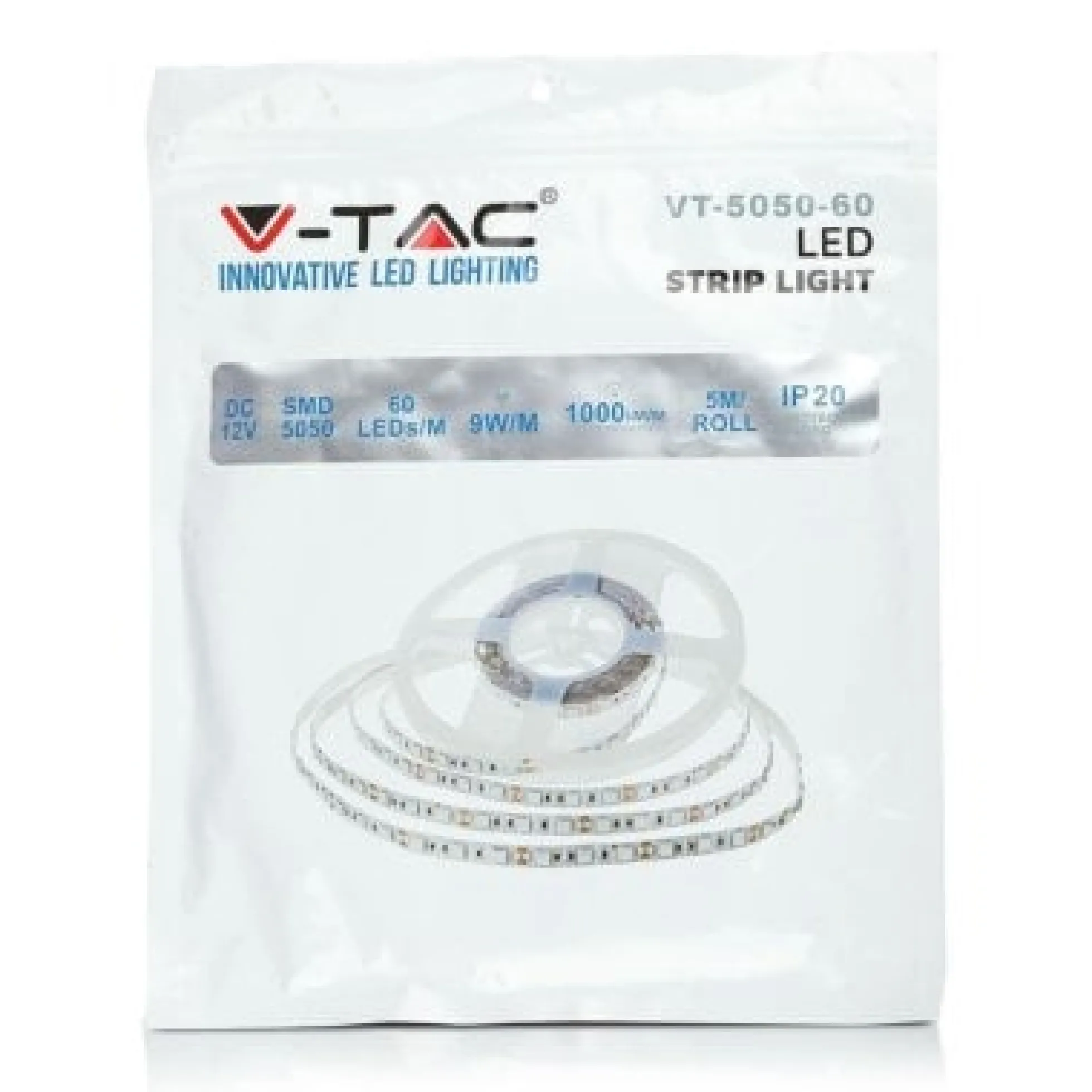 V-Tac 12V RGB+W LED-strips - 54W, 5 meter (900lm/10,8W/60 LED pr. meter)